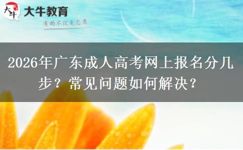 2026年广东成人高考报名全流程及常见问题解答